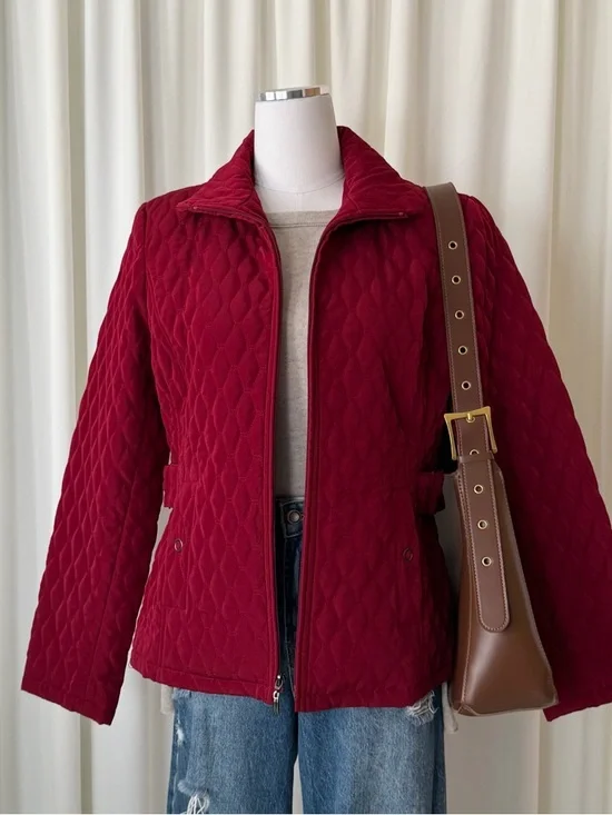 Gallery Burgundy Quilted Jacket Size Medium Full Zip. - Picture 5 of 13